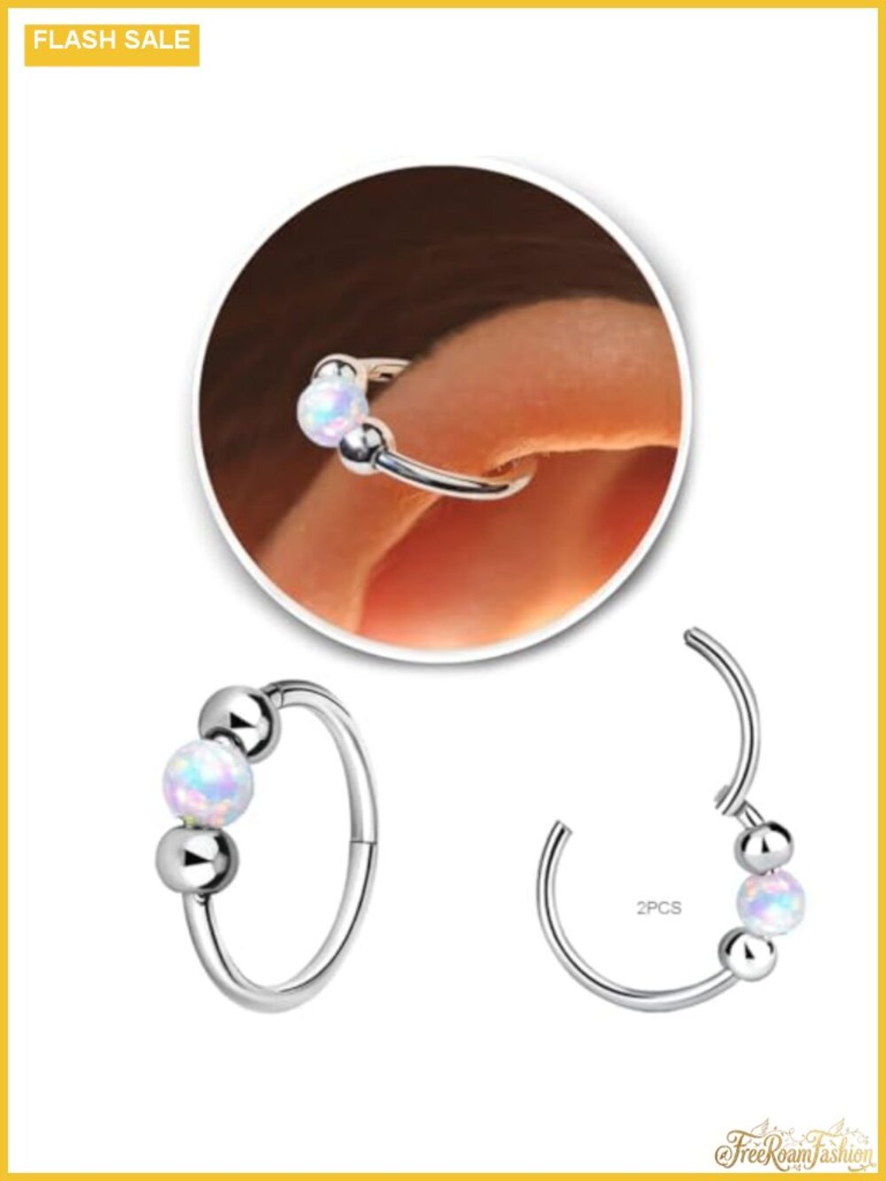 18G Opal Cartilage Hoop Earrings Hypoallergenic Surgical Steel Huggie Hoops